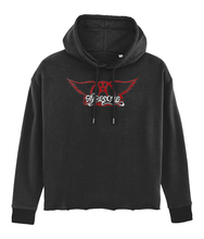 Load image into Gallery viewer, Ayresome Angel crop hoodie sweatshirt - black / grey / pink