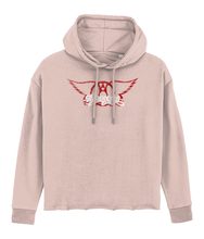 Load image into Gallery viewer, Ayresome Angel crop hoodie sweatshirt - black / grey / pink